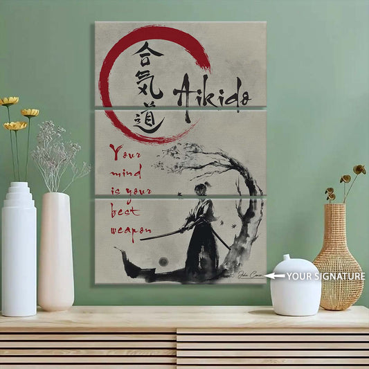 Aikido - 3 Piece Wall Art - AI007 - Your Mind Is Your Best Weapon - Aikido Canvas