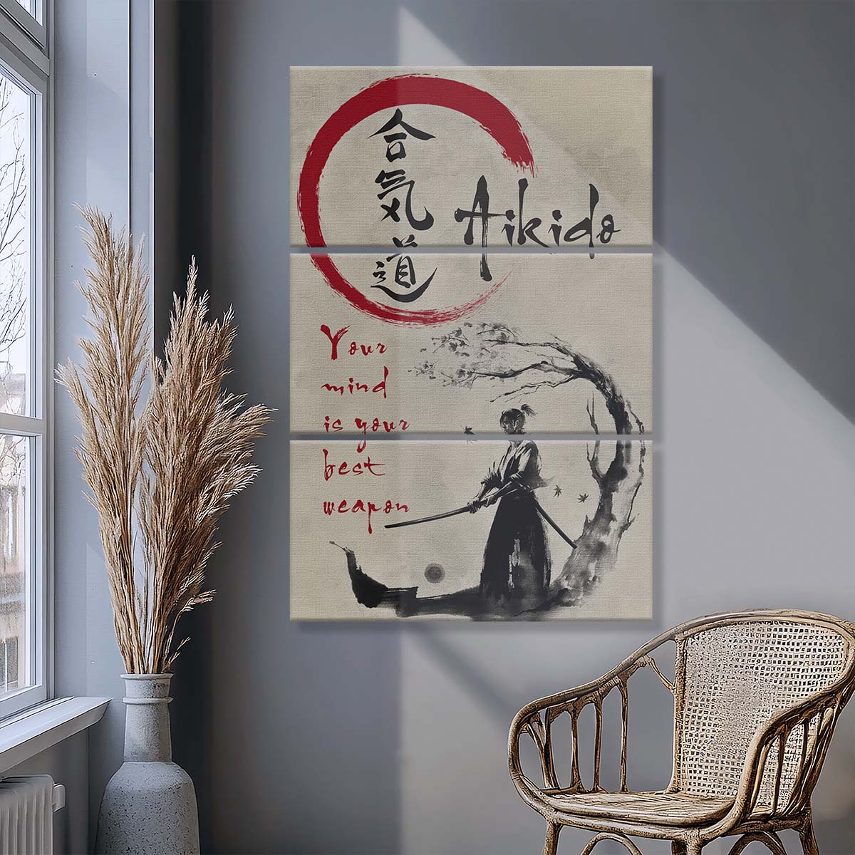 Aikido - 3 Piece Wall Art - AI007 - Your Mind Is Your Best Weapon - Aikido Canvas