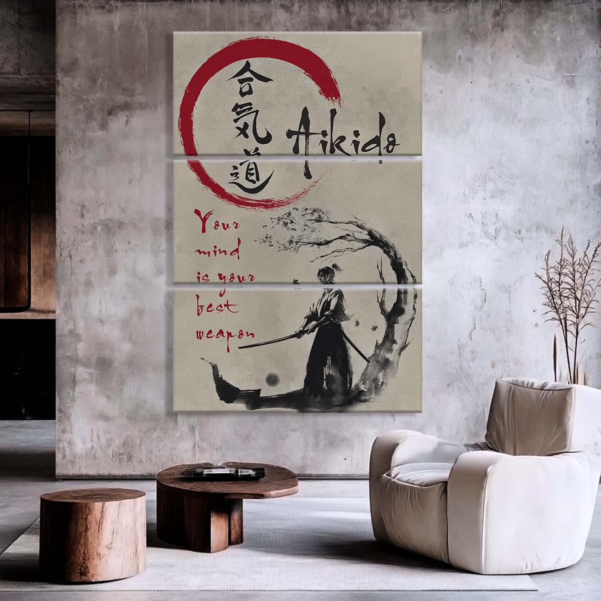 Aikido - 3 Piece Wall Art - AI007 - Your Mind Is Your Best Weapon - Aikido Canvas