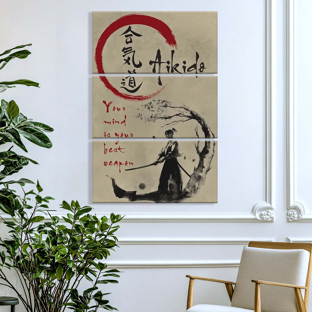 Aikido - 3 Piece Wall Art - AI007 - Your Mind Is Your Best Weapon - Aikido Canvas