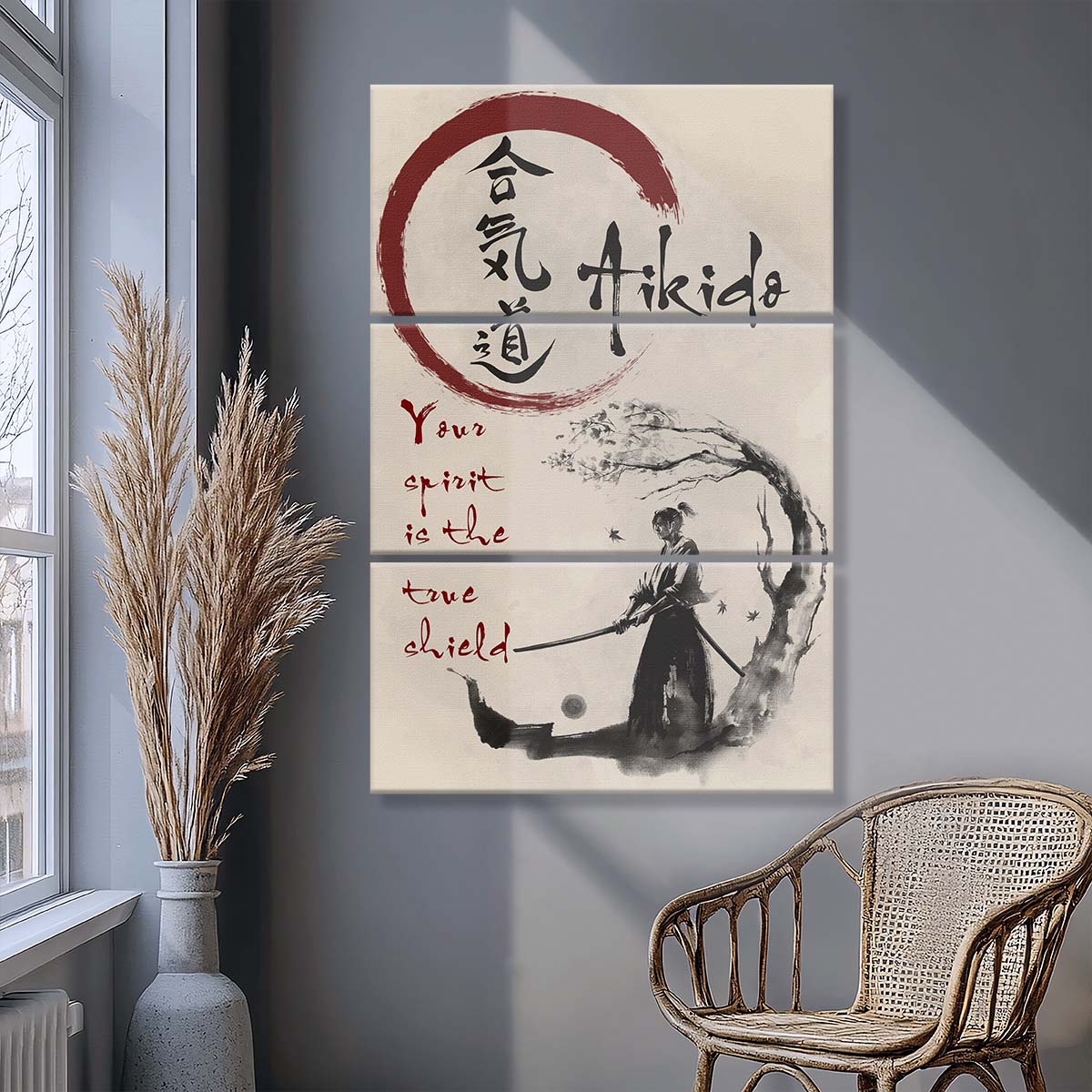 Aikido - 3 Piece Wall Art - AI027 - Your Spirit Is The True Shield - Aikido Canvas