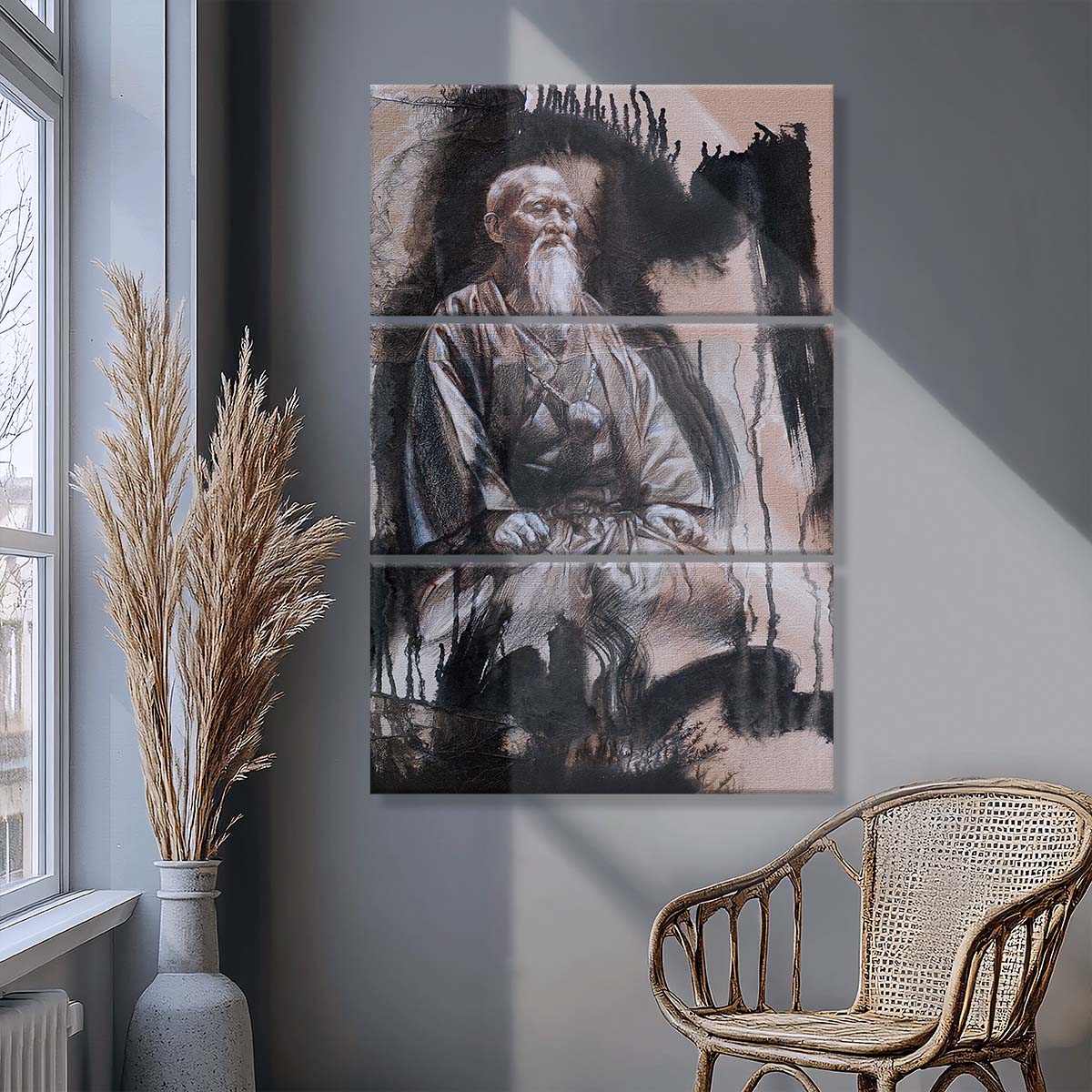 Aikido - 3 Piece Wall Art - AI030 - Morihei Ueshiba - Aikido Canvas