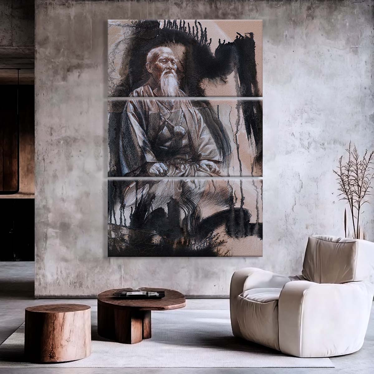 Aikido - 3 Piece Wall Art - AI030 - Morihei Ueshiba - Aikido Canvas