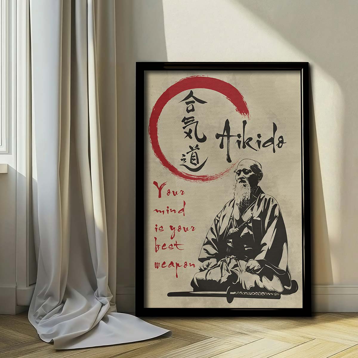 Aikido Wall Art - Aikido Poster - Aikido Canvas - Your Mind Is Your Best Weapon - Morihei Ueshiba - AI003 - Vertical Poster - Vertical Canvas