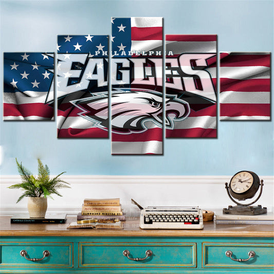 American Football - 5 Pieces Wall Art - AF5084 - American Flag Philadelphia Eagles - NFL Football - American Football Poster - American Football Canvas