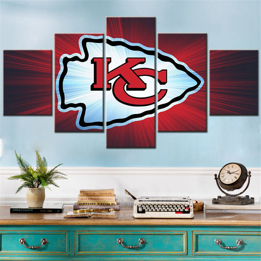 American Football - 5 Pieces Wall Art - AF5085 - Kansas City Chiefs Emblem - NFL Football - American Football Poster - American Football Canvas
