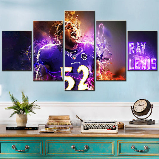American Football - 5 Pieces Wall Art - AF5121 - Baltimore Ravens - Ray Lewis - American Football Poster - American Football Canvas