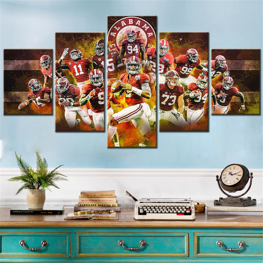 American Football - 5 Pieces Wall Art - AF5122 - Alabama Crimson Tide College Sport - American Football Poster - American Football Canvas