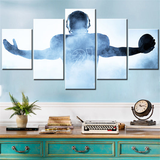 American Football - 5 Pieces Wall Art - AF5123 - Player Portrait Silhouette - American Football Poster - American Football Canvas