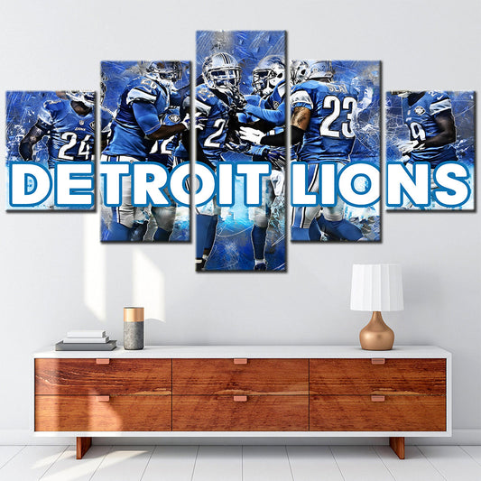 American Football - 5 Pieces Wall Art - AF5125 - Detroit Lions - American Football Poster - American Football Canvas