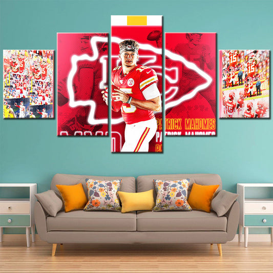 American Football - 5 Pieces Wall Art - AF5131 - Kansas City Chiefs Quarterback - Patrick Mahomes - NFL Football - American Football Poster - American Football Canvas