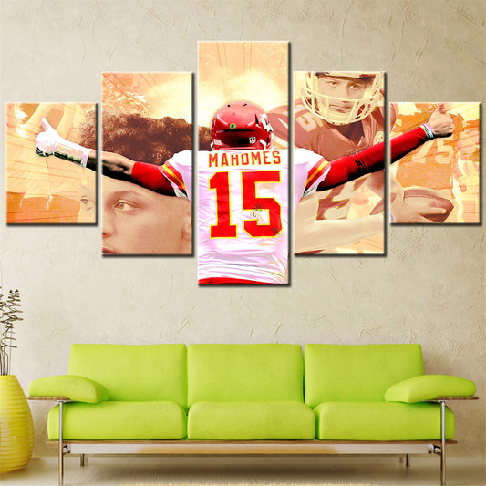 American Football - 5 Pieces Wall Art - AF5132 - Kansas City Chiefs Quarterback - Patrick Mahomes - NFL Football - American Football Poster - American Football Canvas