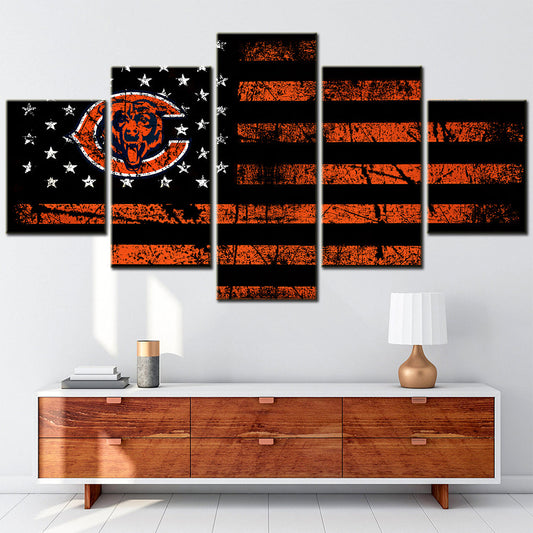 American Football - 5 Pieces Wall Art - AF5041 - Chicago Bears Football - American Football Poster - American Football Canvas