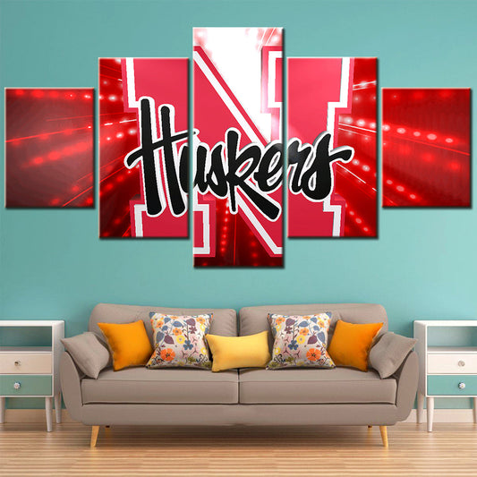 American Football - 5 Pieces Wall Art - AF5014 - Nebraska Cornhuskers Football - American Football Poster - American Football Canvas