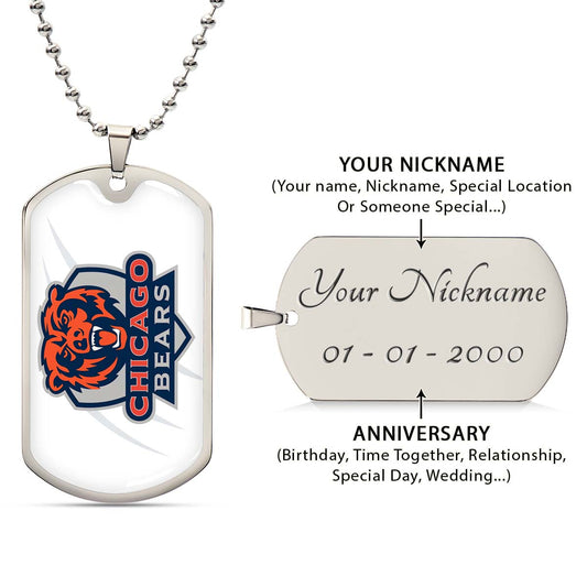 American Football - AFD005 - Chicago Bears - American Football Dog Tag - Military Ball Chain - Luxury Dog Tag