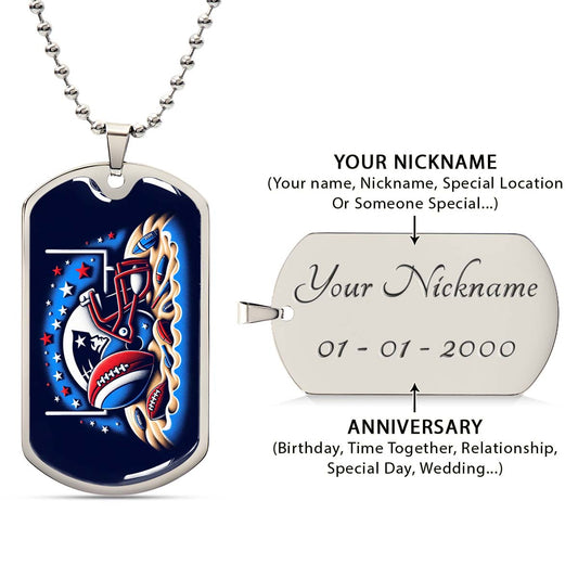 American Football - AFD027 - New England Patriots - Ultimate Football Pride - American Football Dog Tag - Military Ball Chain - Luxury Dog Tag