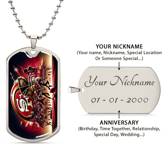 American Football - AFD043 - San Francisco 49ers NFL Super Bowl Spirit - American Football Dog Tag - Military Ball Chain - Luxury Dog Tag