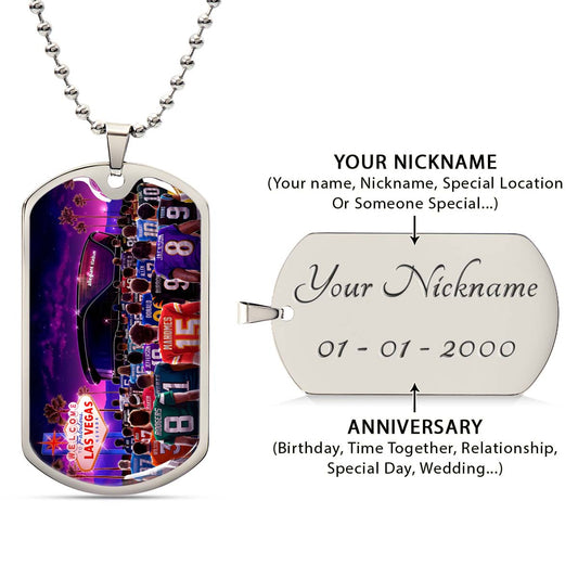 American Football - AFD048 - Super Bowl - NFL Stars & Las Vegas Stadium - American Football Dog Tag - Military Ball Chain - Luxury Dog Tag