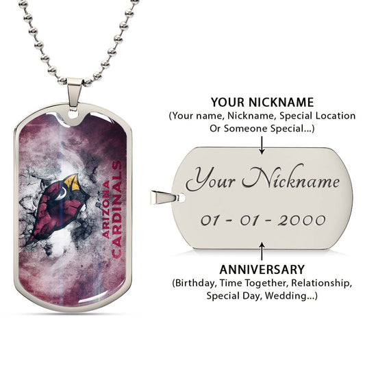 American Football - AFD052 - Arizona Cardinals - NFL Football Team - American Football Dog Tag - Military Ball Chain - Luxury Dog Tag