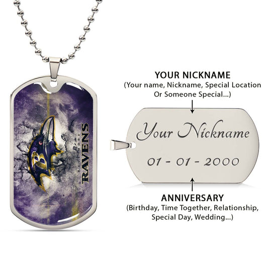 American Football - AFD054 - Baltimore Ravens - NFL Football Team - American Football Dog Tag - Military Ball Chain - Luxury Dog Tag
