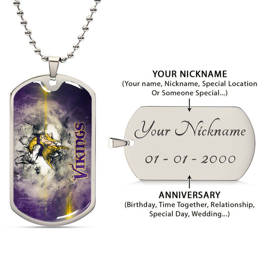 American Football - AFD069 - Minnesota Vikings - NFL Football Team - American Football Dog Tag - Military Ball Chain - Luxury Dog Tag