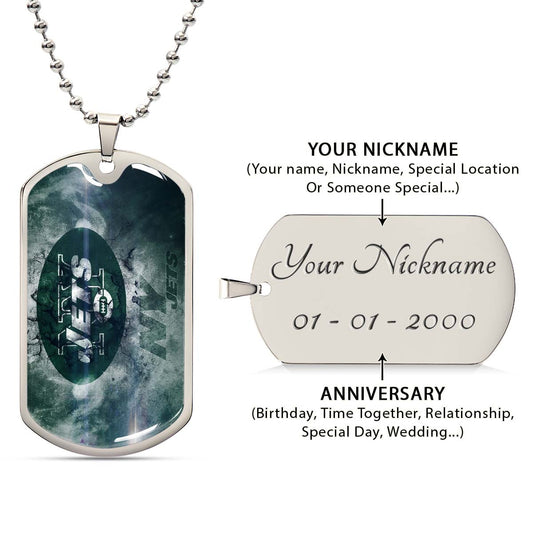 American Football - AFD073 - New York Jets - NFL Football Team - American Football Dog Tag - Military Ball Chain - Luxury Dog Tag
