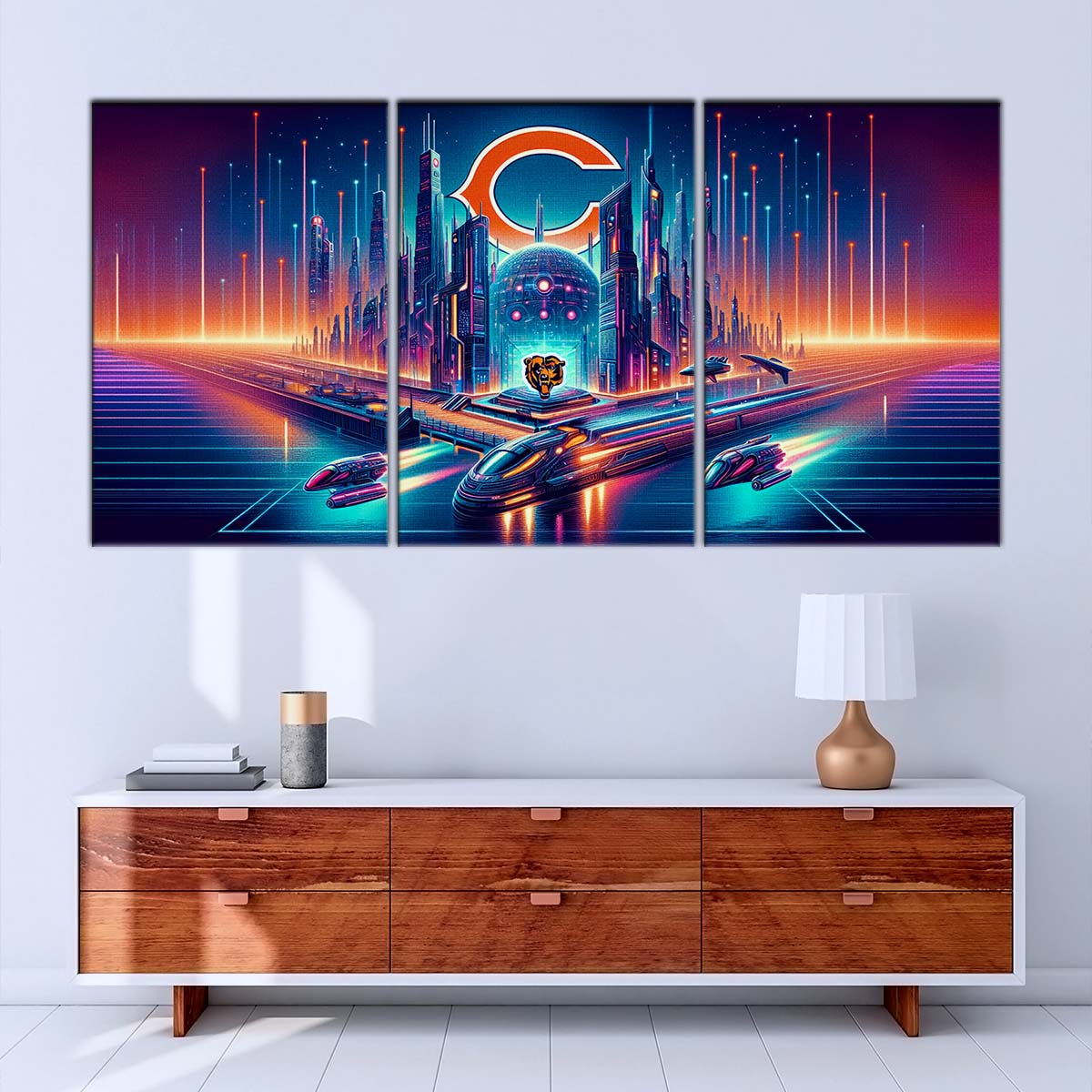 American Football Wall Art - AF5170 - Chicago Bears - Futuristic City - NFL Football Team - American Football Poster - American Football Canvas