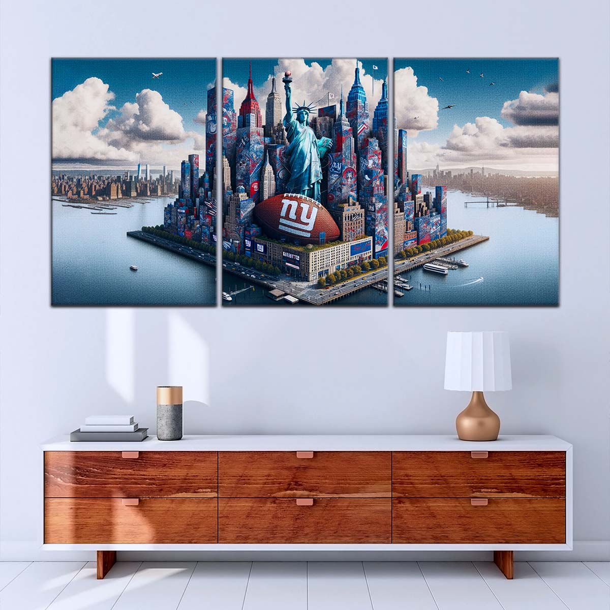 American Football Wall Art - AF5204 - New York Giants - Themed Manhattan Skyline - NFL Football Team - American Football Poster - American Football Canvas
