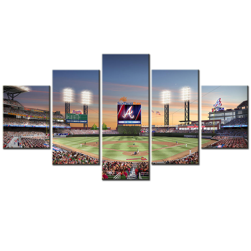 Baseball - 5 Pieces Wall Art - BB5015 - Atlanta Braves Baseball Stadium - Baseball Poster - Baseball Canvas