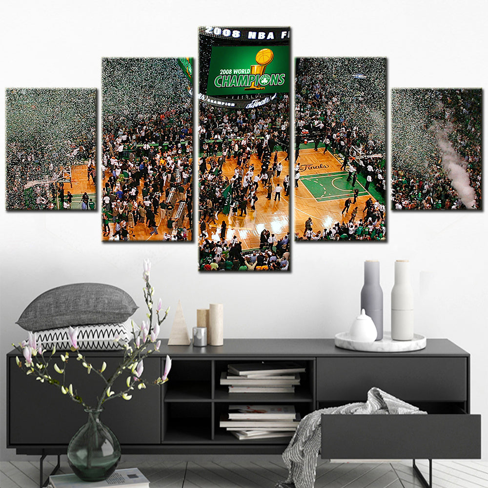Basketball - 5 Pieces Wall Art - BK5023 - Boston Celtics Fleet - 2008 WORLD CHAMPIONS - Basketball Poster - Basketball Canvas