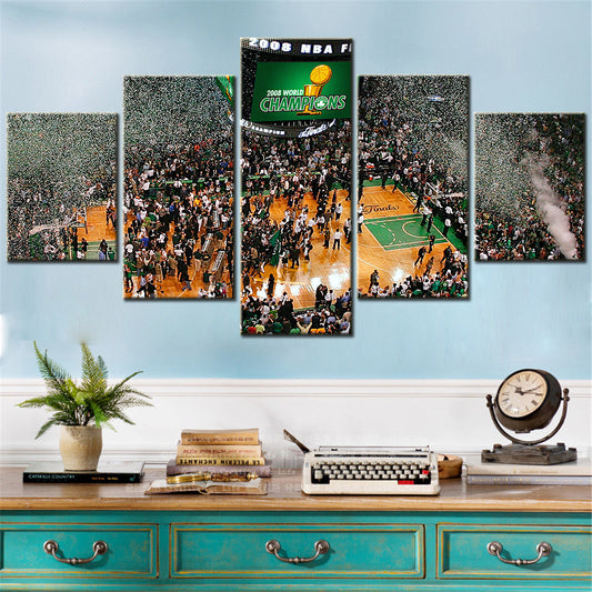 Basketball - 5 Pieces Wall Art - BK5023 - Boston Celtics Fleet - 2008 WORLD CHAMPIONS - Basketball Poster - Basketball Canvas