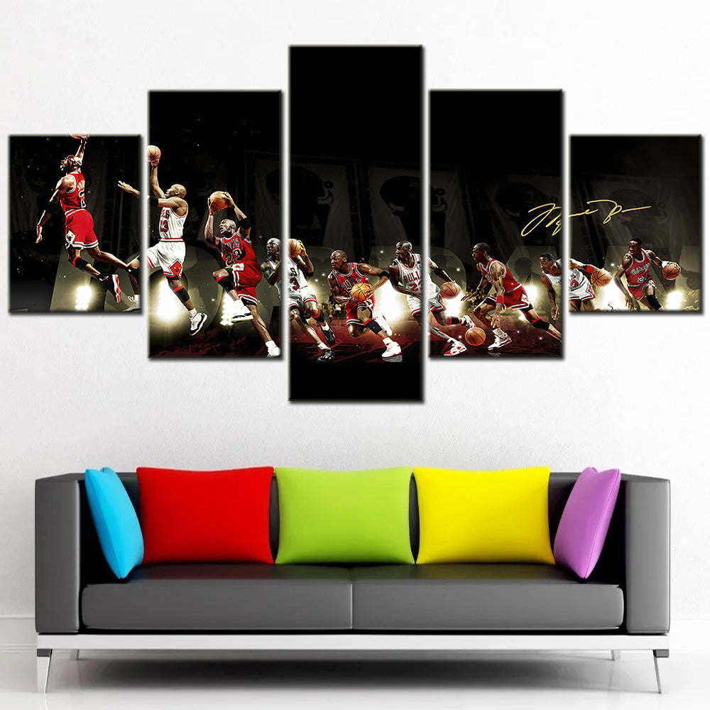 Basketball - 5 Pieces Wall Art - BK5024 - Chicago Bulls - Michael Jordan - Basketball Poster - Basketball Canvas