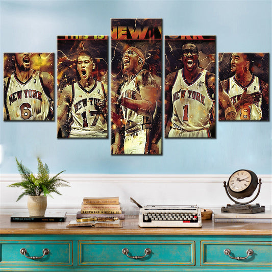 Basketball - 5 Pieces Wall Art - BK5025 - New York Knicks Team 1 - Basketball Poster - Basketball Canvas