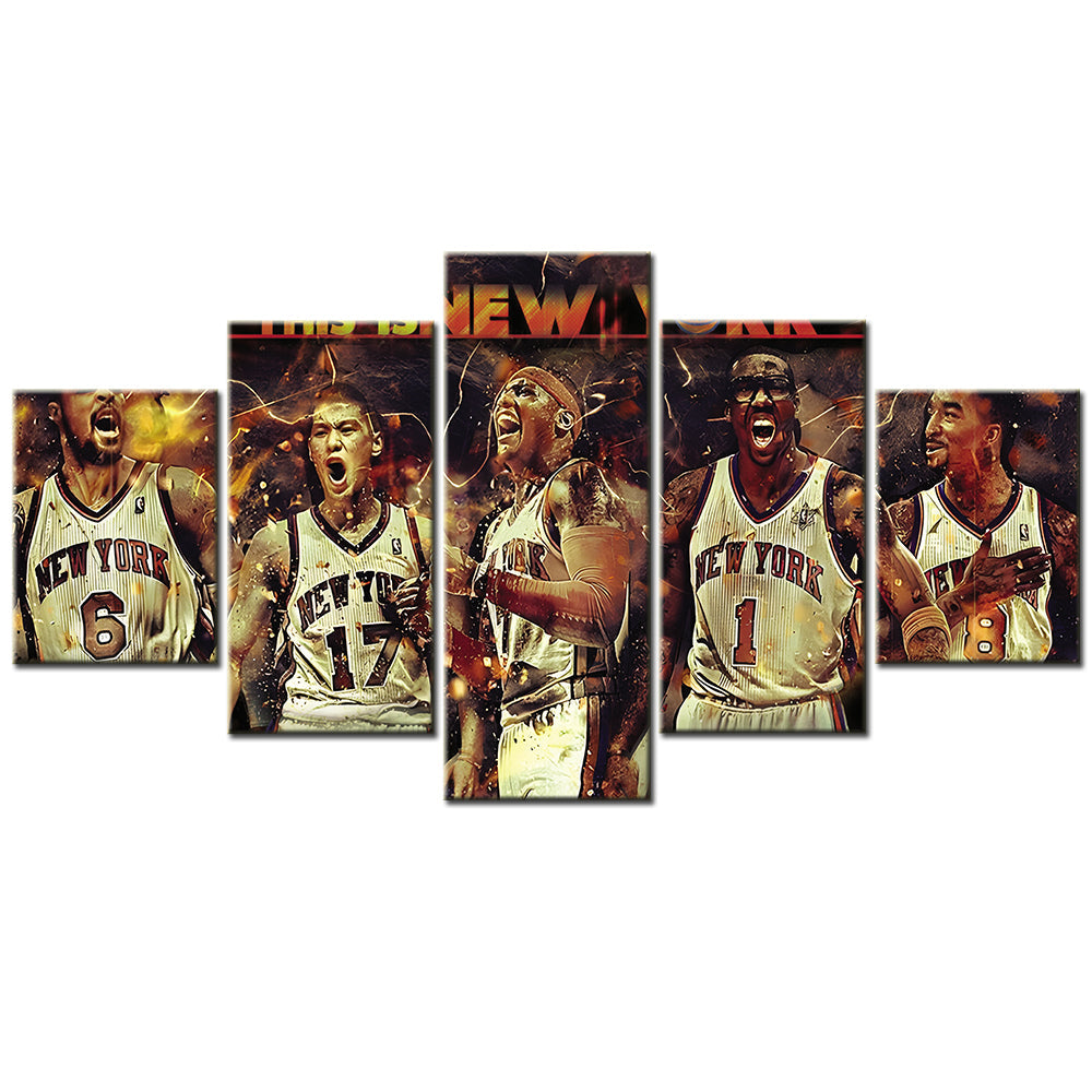 Basketball - 5 Pieces Wall Art - BK5025 - New York Knicks Team 1 - Basketball Poster - Basketball Canvas