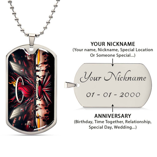 Basketball - BKD004 - Miami Heat Basketball - Basketball Dog Tag - Military Ball Chain - Luxury Dog Tag