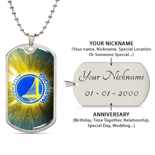 Basketball - BKD005 - Golden State Warriors - Basketball Dog Tag - Military Ball Chain - Luxury Dog Tag