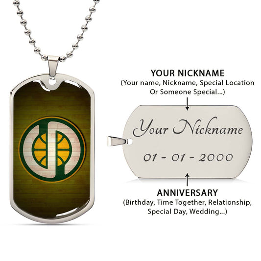 Basketball - BKD019 - Seattle Supersonics Sports - Basketball Dog Tag - Military Ball Chain - Luxury Dog Tag