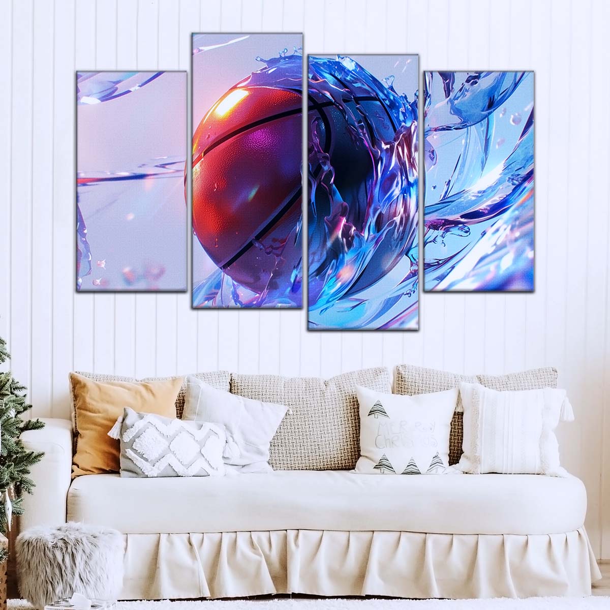 Basketball Wall Art - BK5055 - Basketball in Dynamic Splash - Basketball Poster - Basketball Canvas