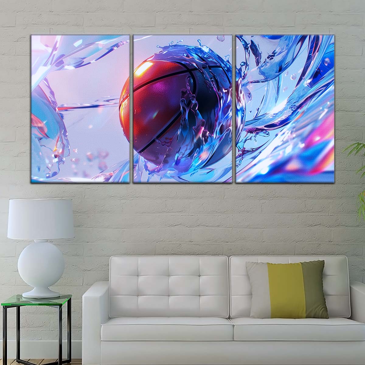 Basketball Wall Art - BK5055 - Basketball in Dynamic Splash - Basketball Poster - Basketball Canvas
