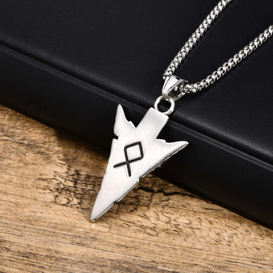 Viking - Cool Nordic Vikings Necklaces for Men, Waterproof Stainless Steel Retro Triangle Pendant Collar, Amulet Talisman Jewelry