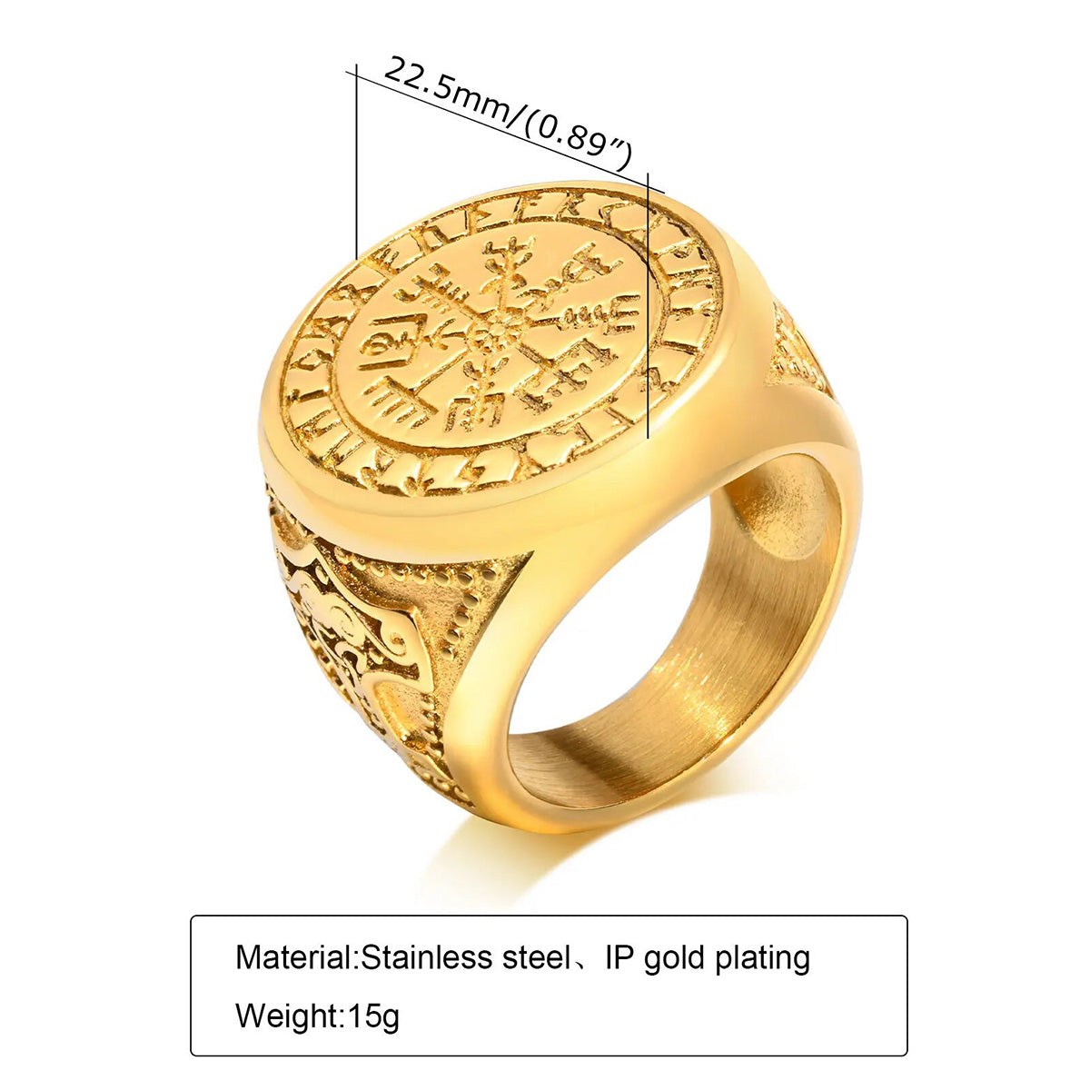 Viking - Cool Punk Norse Viking Thor Mjolnir Hammer Rings for Men,Solid Stainless Steel Metal Rock Axe Signet Finger Bands Jewelry