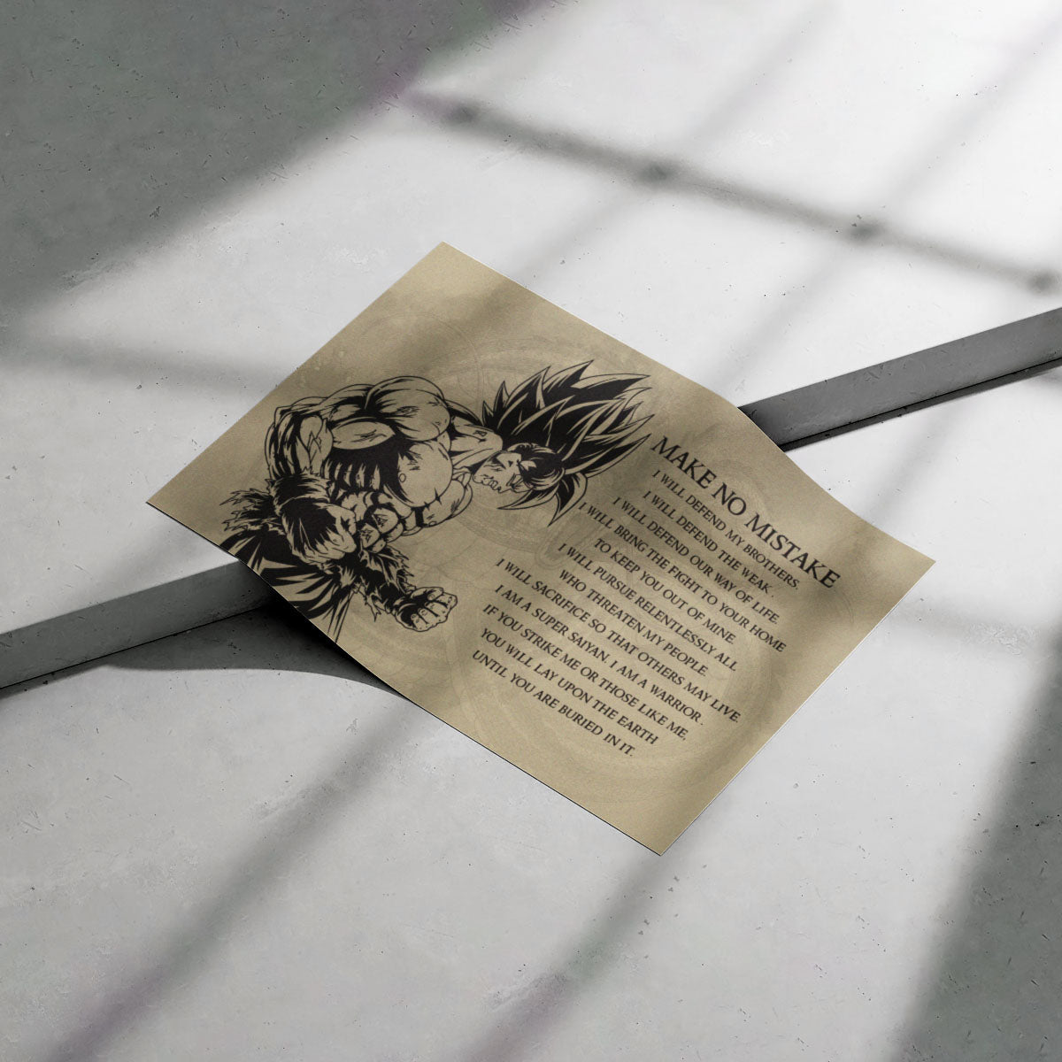 Dragon Ball Z Super Saiyan Goku Canvas Wall Art - Make No Mistake - Motivational Quote Print - Ready to Hang Office Living Room Decor - DR027
