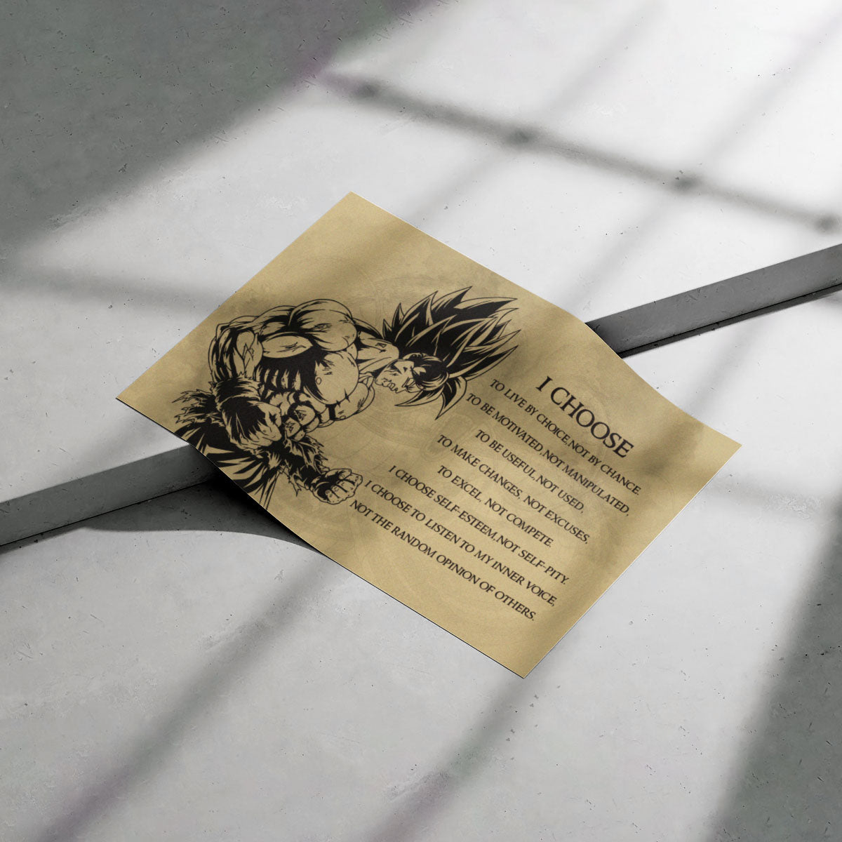 Dragon Ball Z Goku Super Saiyan Canvas Wall Art - DBZ Motivational Quote "I Choose" Print - Ready to Hang Home Office Decor - DR033