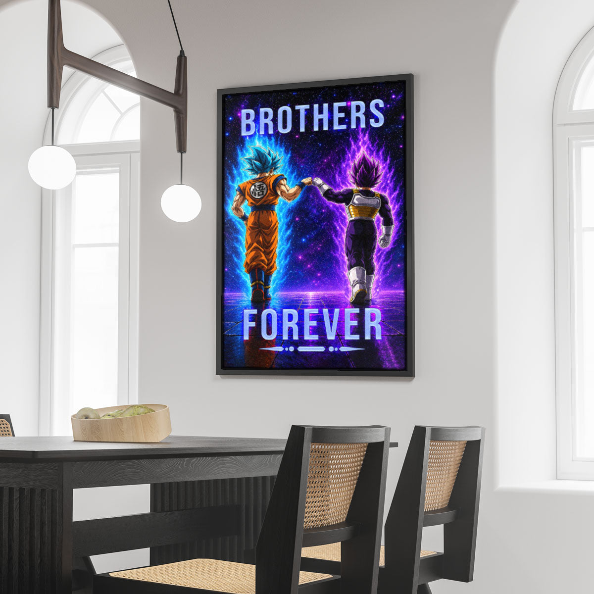 Dragon Ball Super Saiyan Blue Goku & Ultra Ego Vegeta Canvas Wall Art - “Brothers Forever” DBZ Poster - Ready to Hang Home Office Decor - DR118