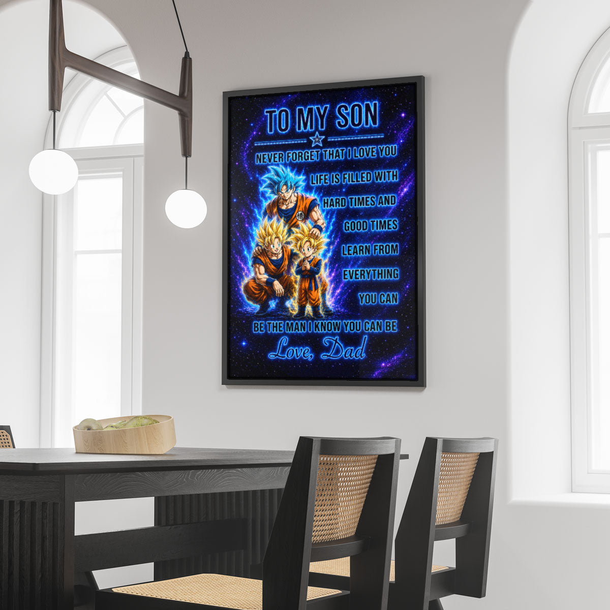 To My Son From Dad Dragon Ball Z Goku Gohan Canvas Wall Art - DBZ Poster Meaningful Inspirational Gift - Ready to Hang Boy Room Decor - DR120