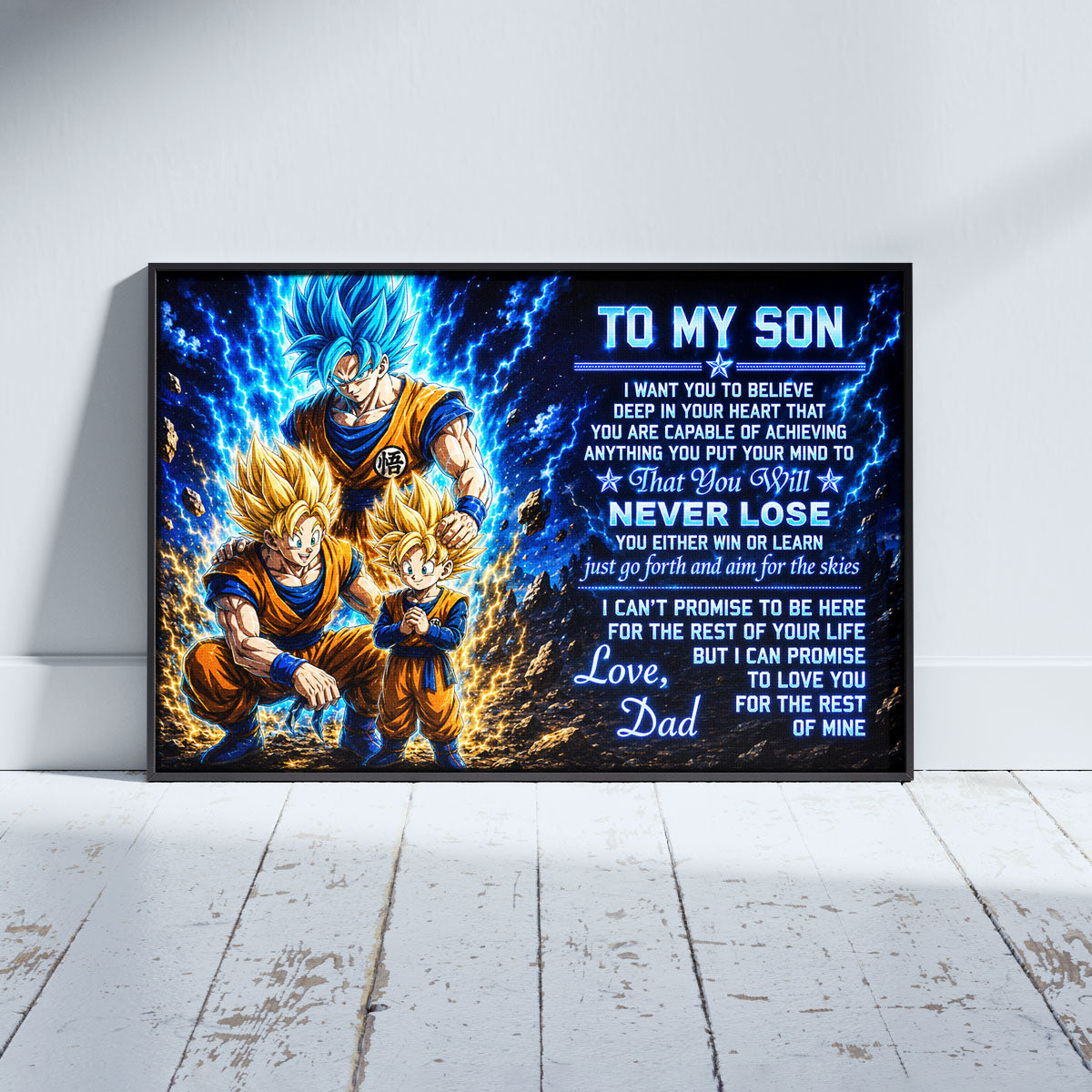 To My Son From Dad Dragon Ball Z Goku Gohan Canvas Wall Art - DBZ Poster Meaningful Inspirational Gift - Ready to Hang Boy Room Decor - DR123