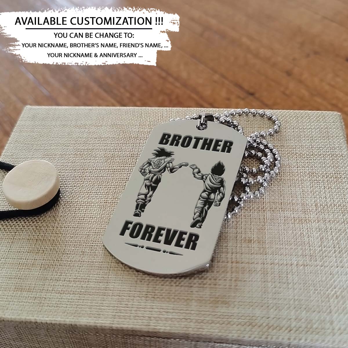 Dragon Ball Dog Tag - Brother Forever - Call On Me Brother - Goku - Vegeta - Dragon Ball Necklace - Engrave Dog Tag