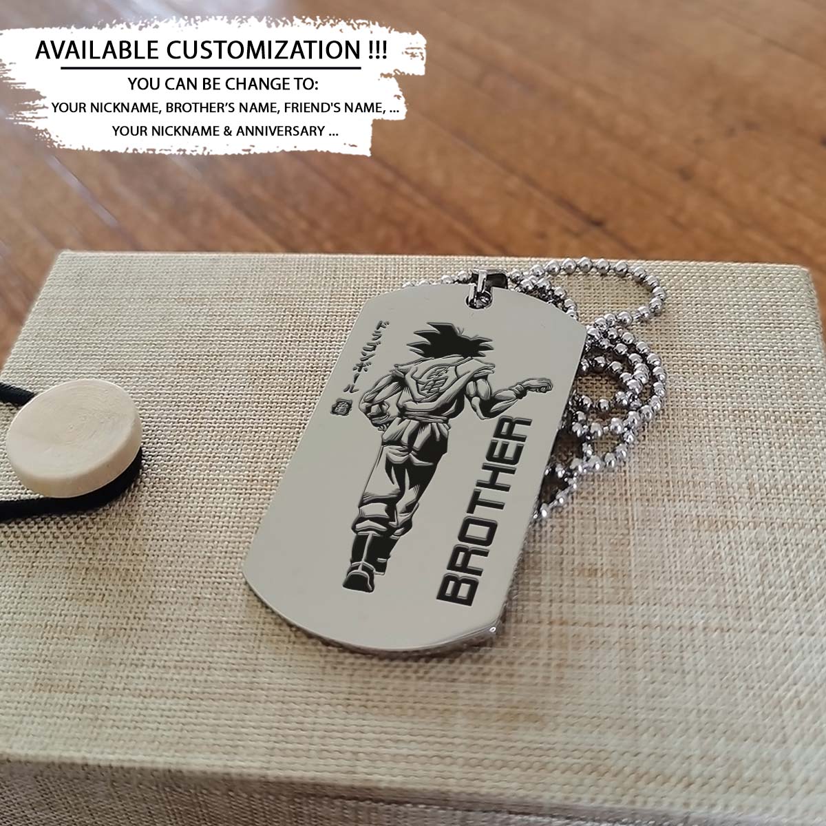 Dragon Ball Dog Tag - Brother Forever - Goku - Vegeta - Dragon Ball Necklace - Engrave Dog Tag