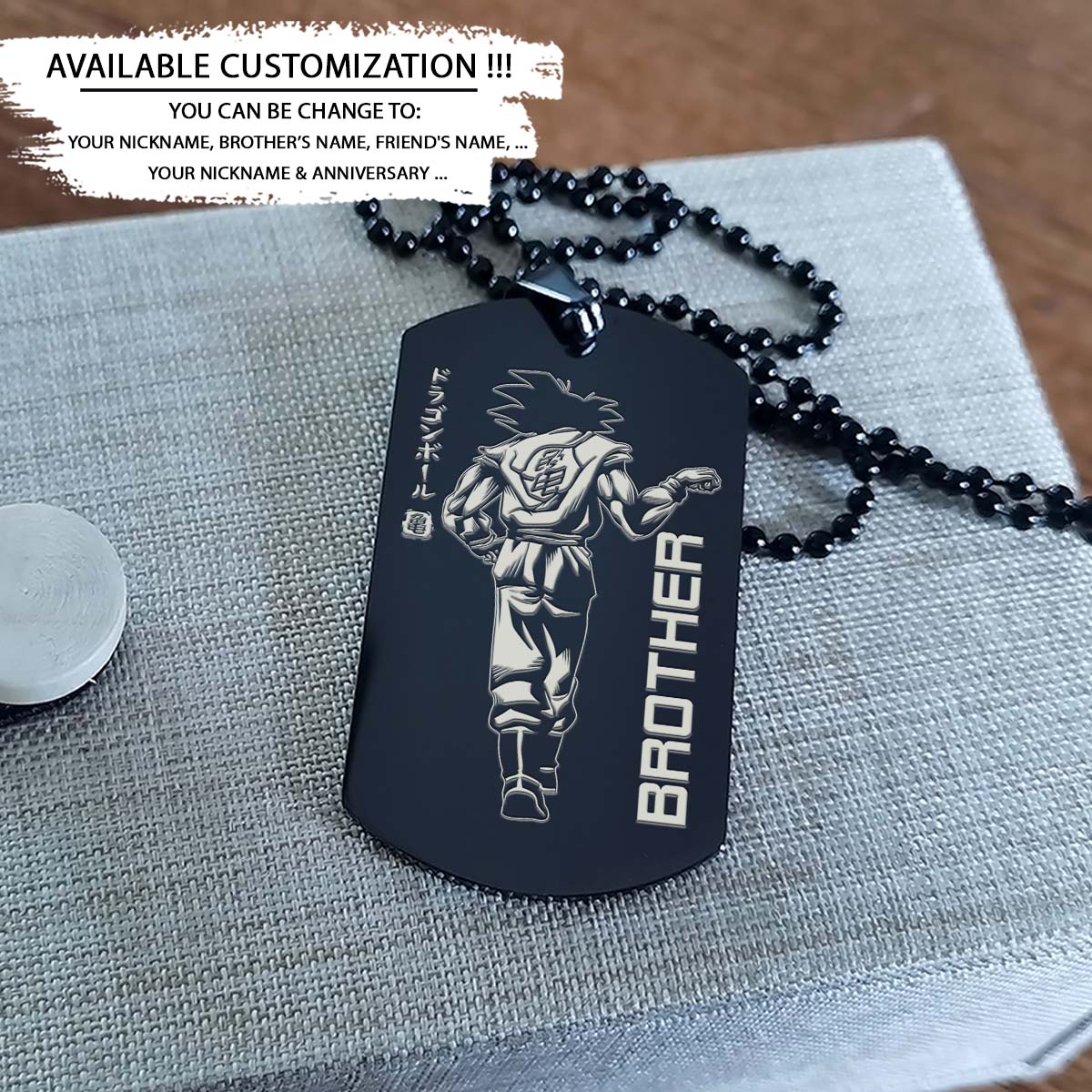 Dragon Ball Dog Tag - Brother Forever - Goku - Vegeta - Dragon Ball Necklace - Engrave Dog Tag
