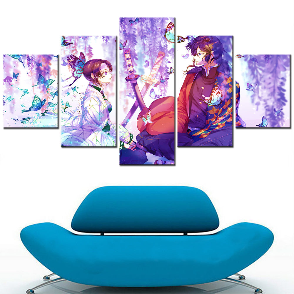 Demon Slayer - Kimetsu no Yaiba - 5 Pieces Wall Art - Kochou Shinobu - Tomioka Giyuu - Demon Slayer Poster - Demon Slayer Wall Art